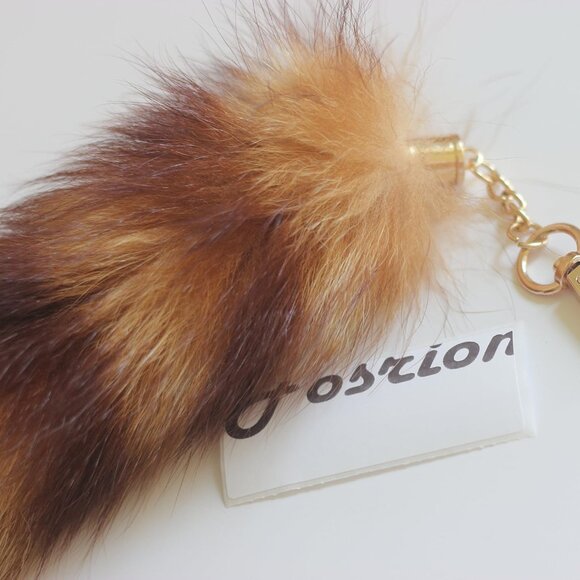 ⚡Brown with Black Strip Real Fox Tail Fur Clasp Fashion Charm Cosplay Toy - Picture 2 of 6